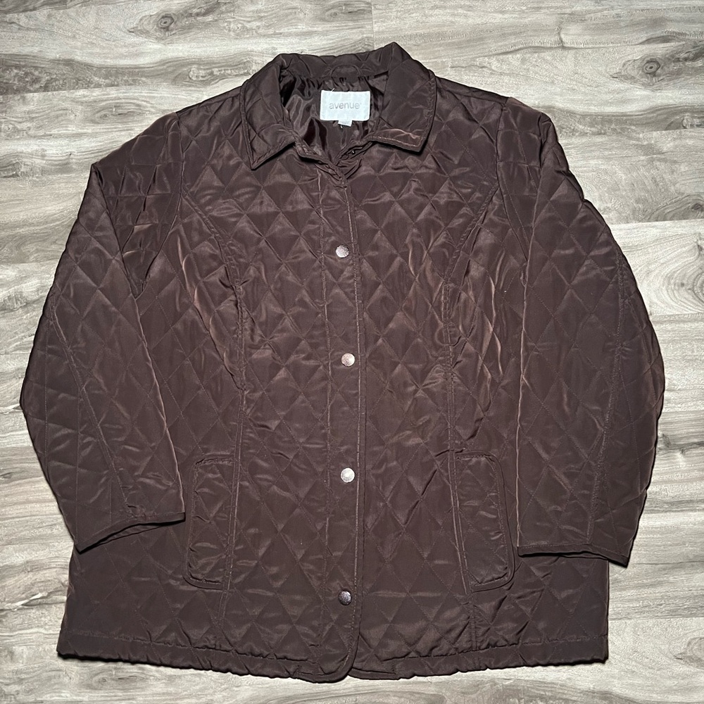 Avenue Quilted Brown Jacket Plus Size